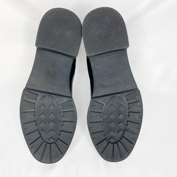 Zara Chelsea Lug Sole Chunky Heel Platform Ankle Boot Black Size 39 US 8 - Picture 6 of 12